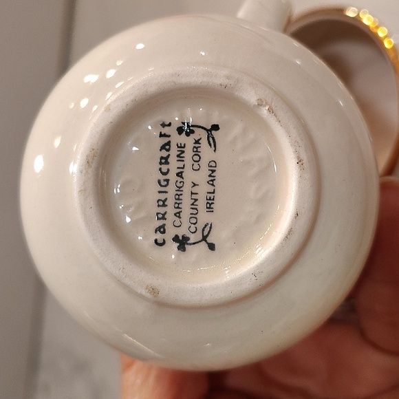 Carrigcraft County Cork Ireland creamer sugar clover print white green gold rim - Picture 13 of 13